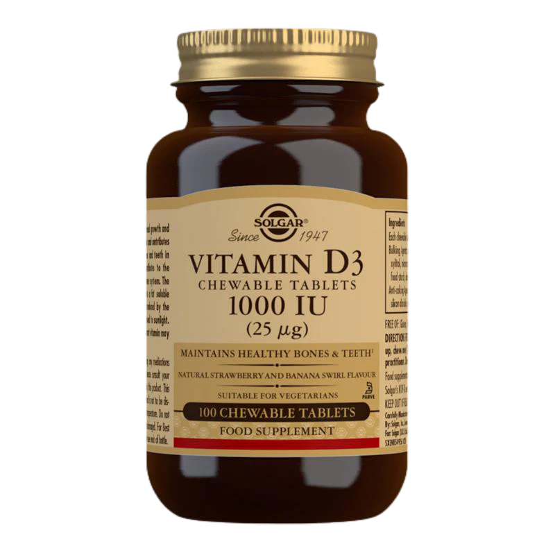 Solgar Vitamin D3 1000 IU (25 mcg) Chewable Tablets