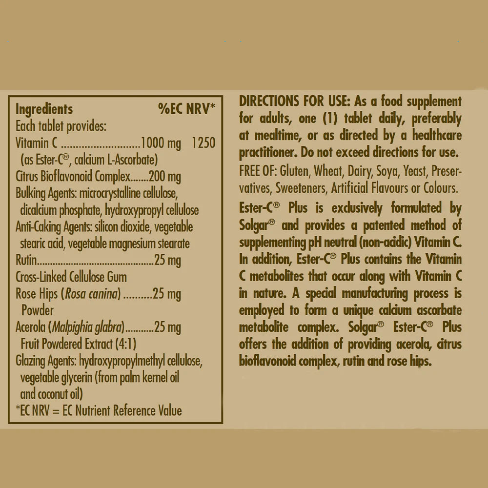 Solgar Ester-C Plus 1000 mg Vitamin C Tablets *Clearance*