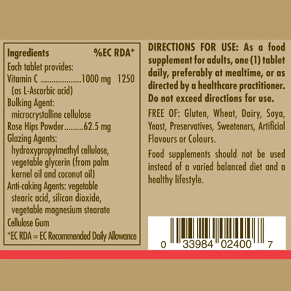 Solgar Vitamin C 1000 mg with Rose Hips Tablets