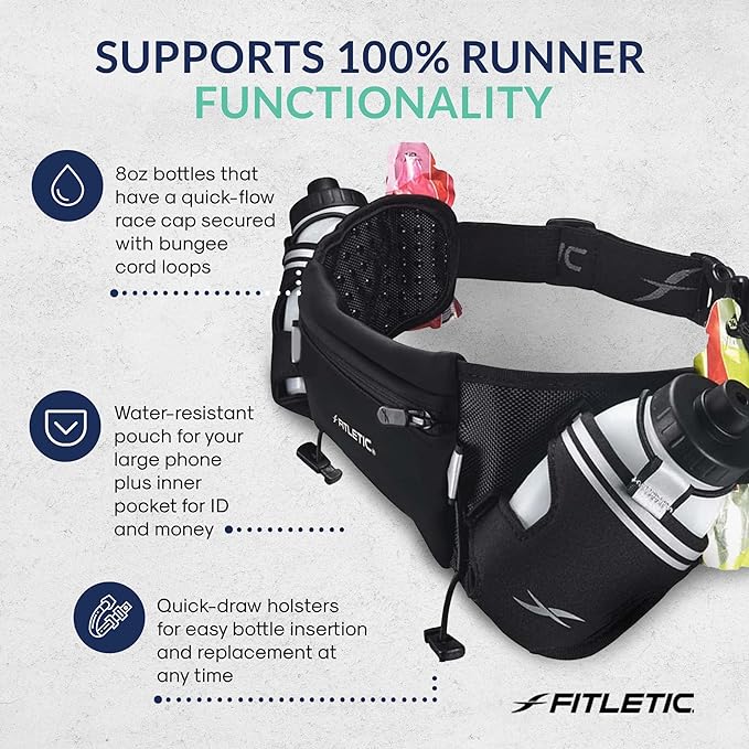 Fitletic - Hydra 16 - Unisex Hydration Belt (2 x 250 ml)